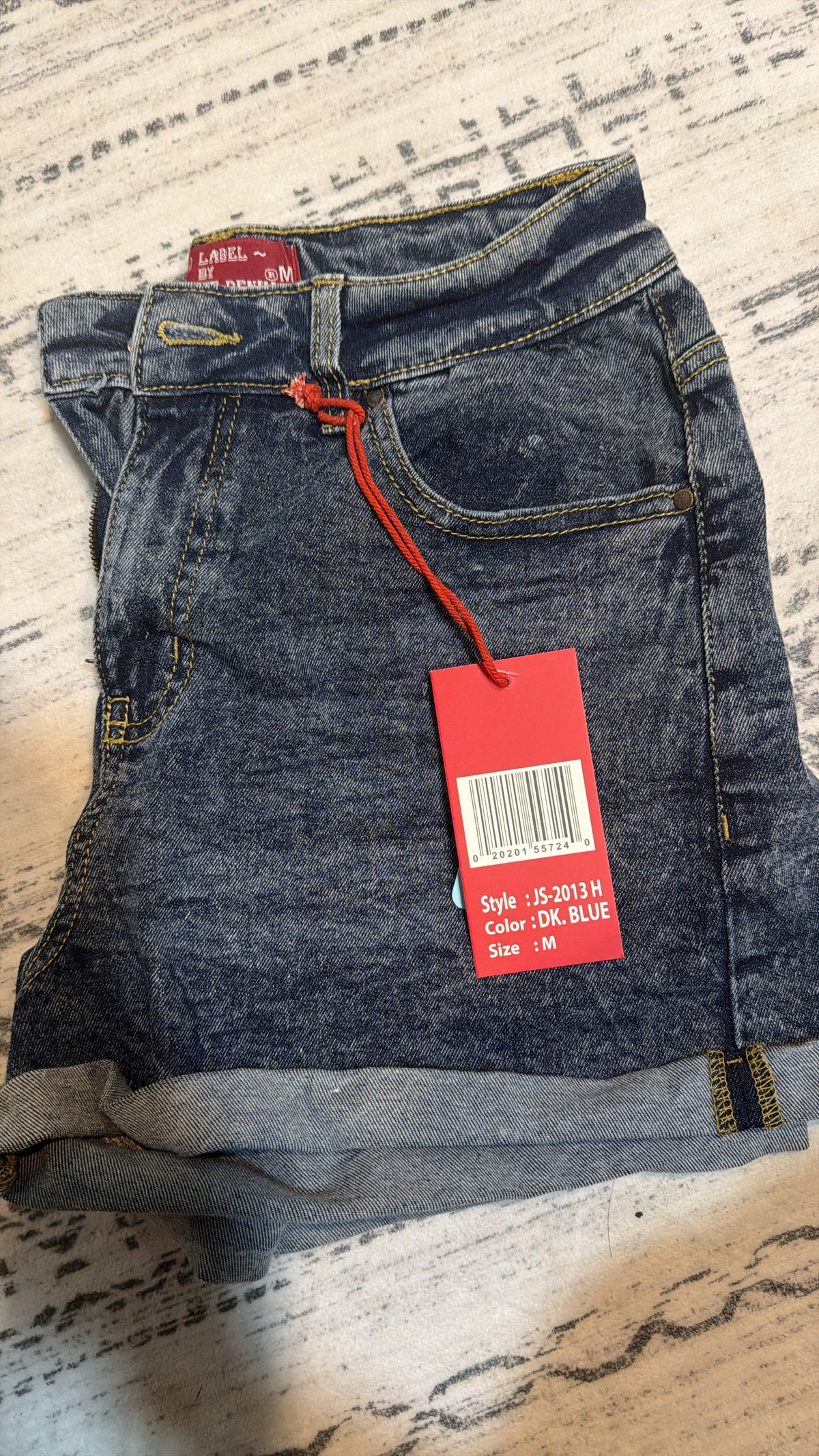 STRETCH HIGH RISE SOLID HEM DENIM SHORTS