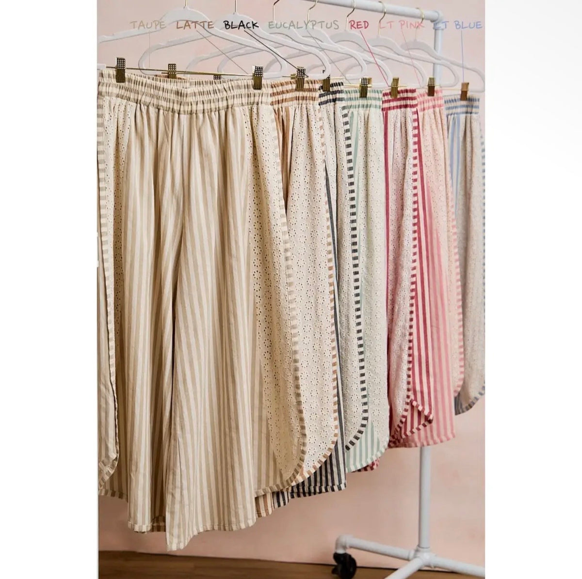 The Easy Breezy Eyelet Stripe Pants - PREORDER