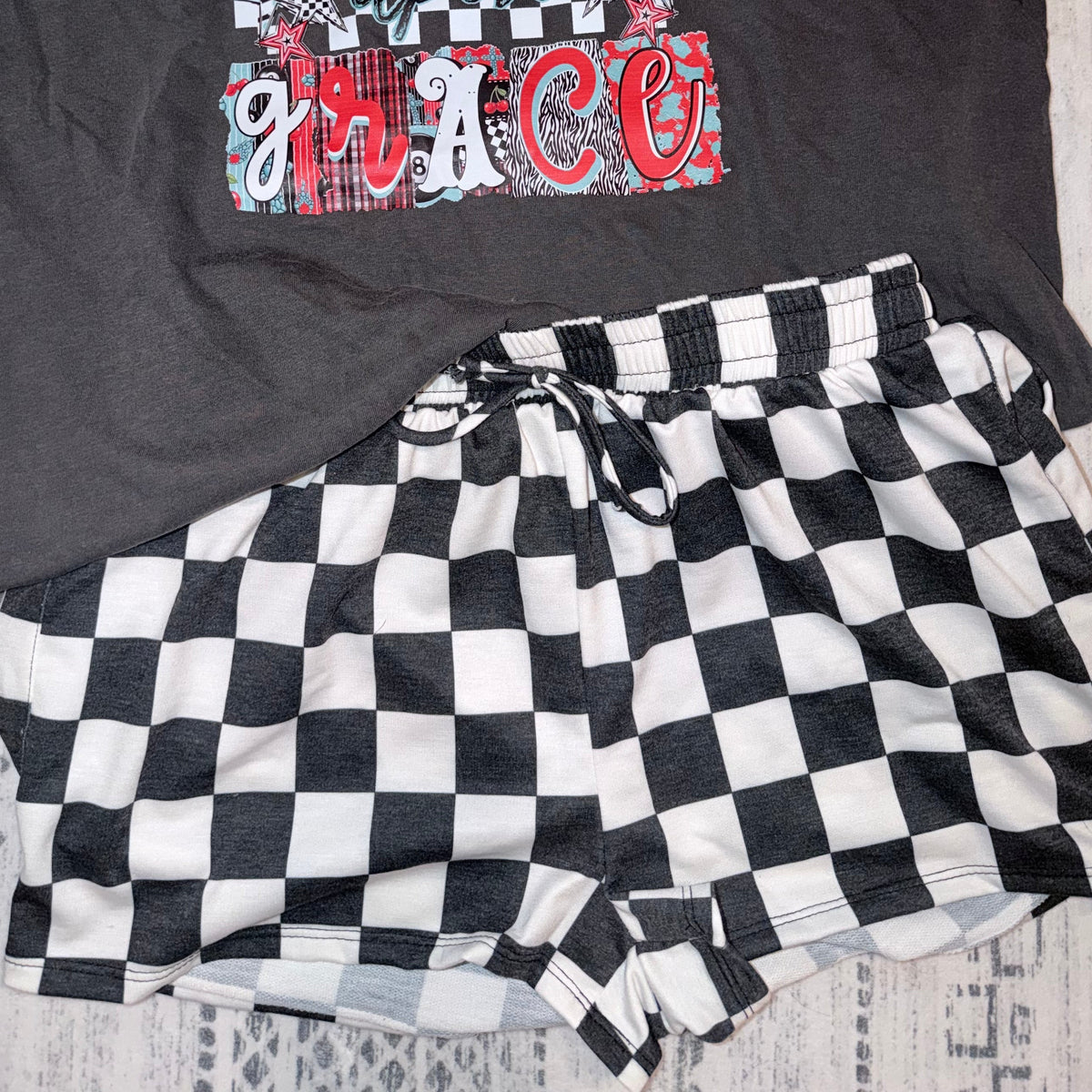 CHECKERED SHORTS: Black/White