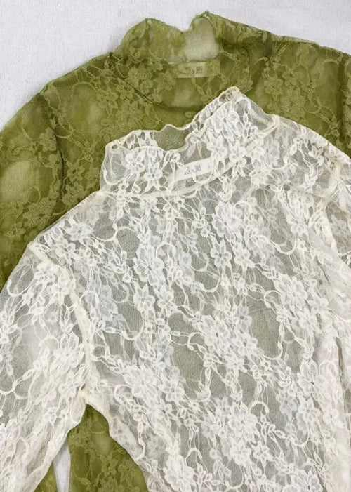 Floral Print Lace Long Sleeve Top